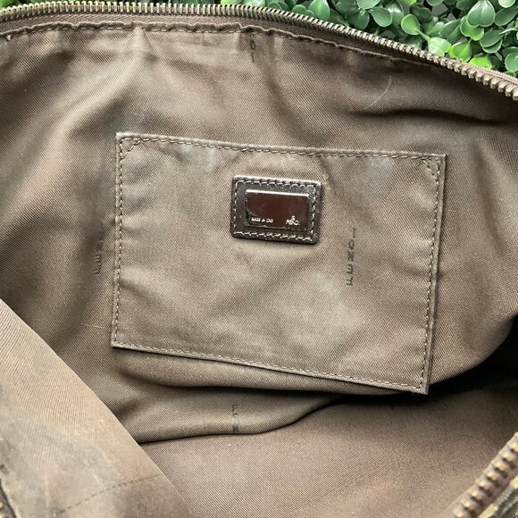 Fendi Vintage Shopping Tote Zucchino Canvas Small Top Zip Brown Handbag - Picture 6 of 8